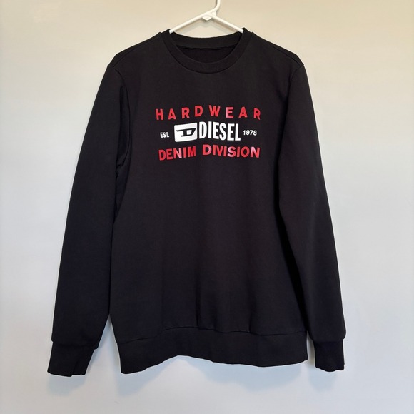 Diesel Men's Size Large Hardwear Denim Division Sweatshirt Black Red Y2K - Picture 2 of 10
